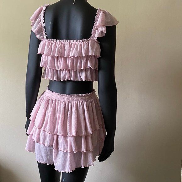 Pink Ruffled Women's Shorts - Picture 9 of 12